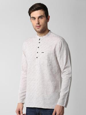 beige cotton short kurta - 15982657 - Standard Image - 2