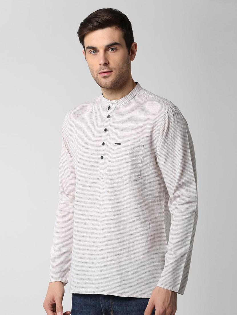 beige cotton short kurta - 15982657 - Zoom Image - 2