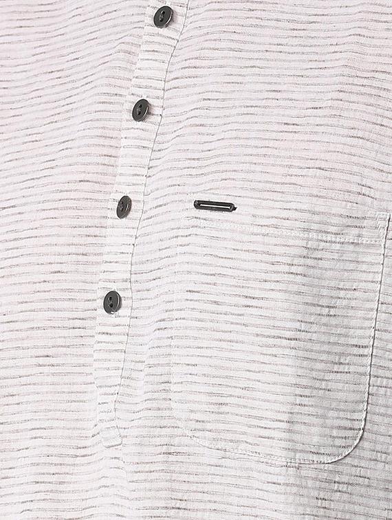 beige cotton short kurta - 15982657 - Zoom Image - 5