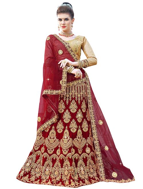 gold embroidered a-line lehenga - 15983952 - Standard Image - 1