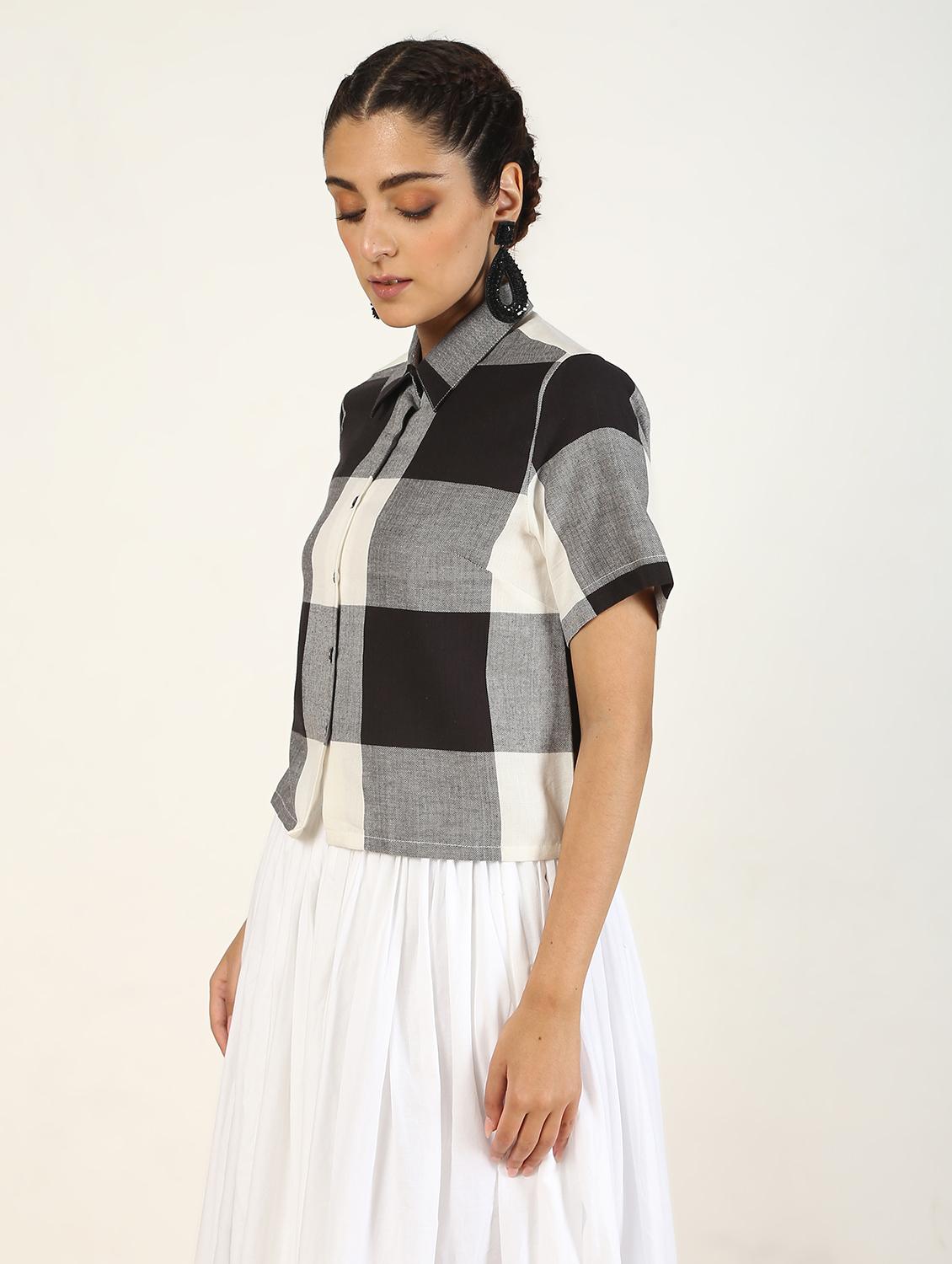 checkered crop shirt - 15988054 - Zoom Image - 2