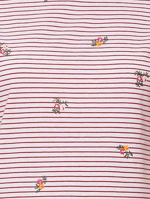 dropped shoulder striped embroidered tee - 15988158 - Standard Image - 5