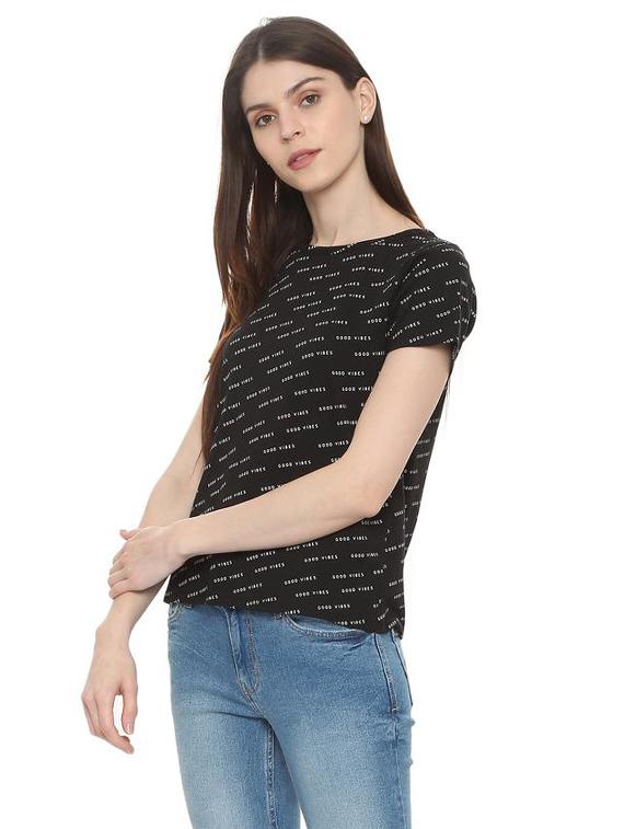 short sleeved quirky texte tee - 15988200 - Zoom Image - 2