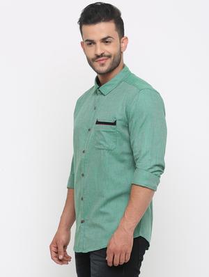 green cotton casual shirt - 15988347 - Standard Image - 2