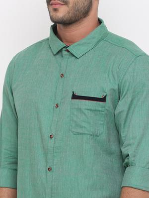 green cotton casual shirt - 15988347 - Standard Image - 5