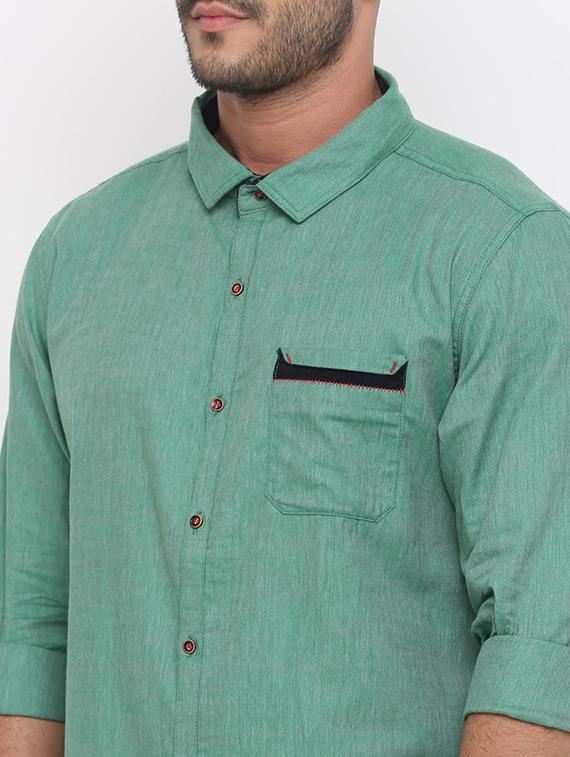 green cotton casual shirt - 15988347 - Zoom Image - 5