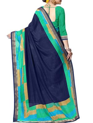 contrast border blue printed saree with blouse - 15988567 - Standard Image - 2
