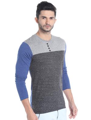 grey color block t-shirt - 15988655 - Standard Image - 2