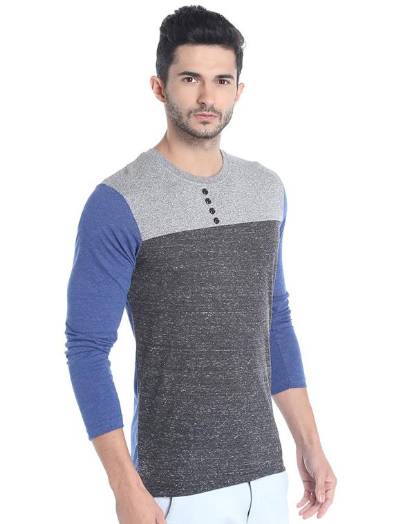 grey color block t-shirt - 15988655 - Zoom Image - 2