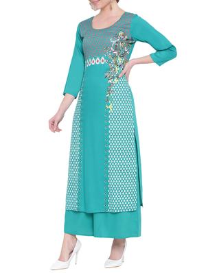Block printed kurta palazzo set - 15989112 - Standard Image - 2