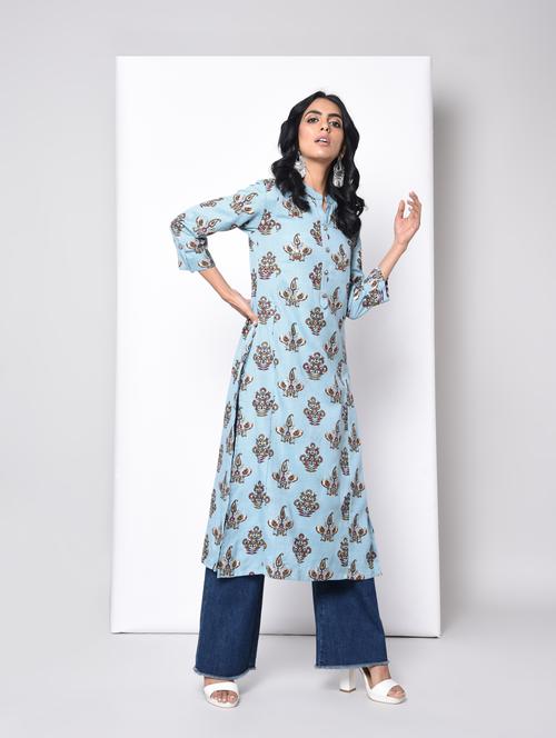 printed straight kurta - 15996692 - Standard Image - 1