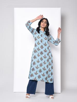 printed straight kurta - 15996692 - Standard Image - 2