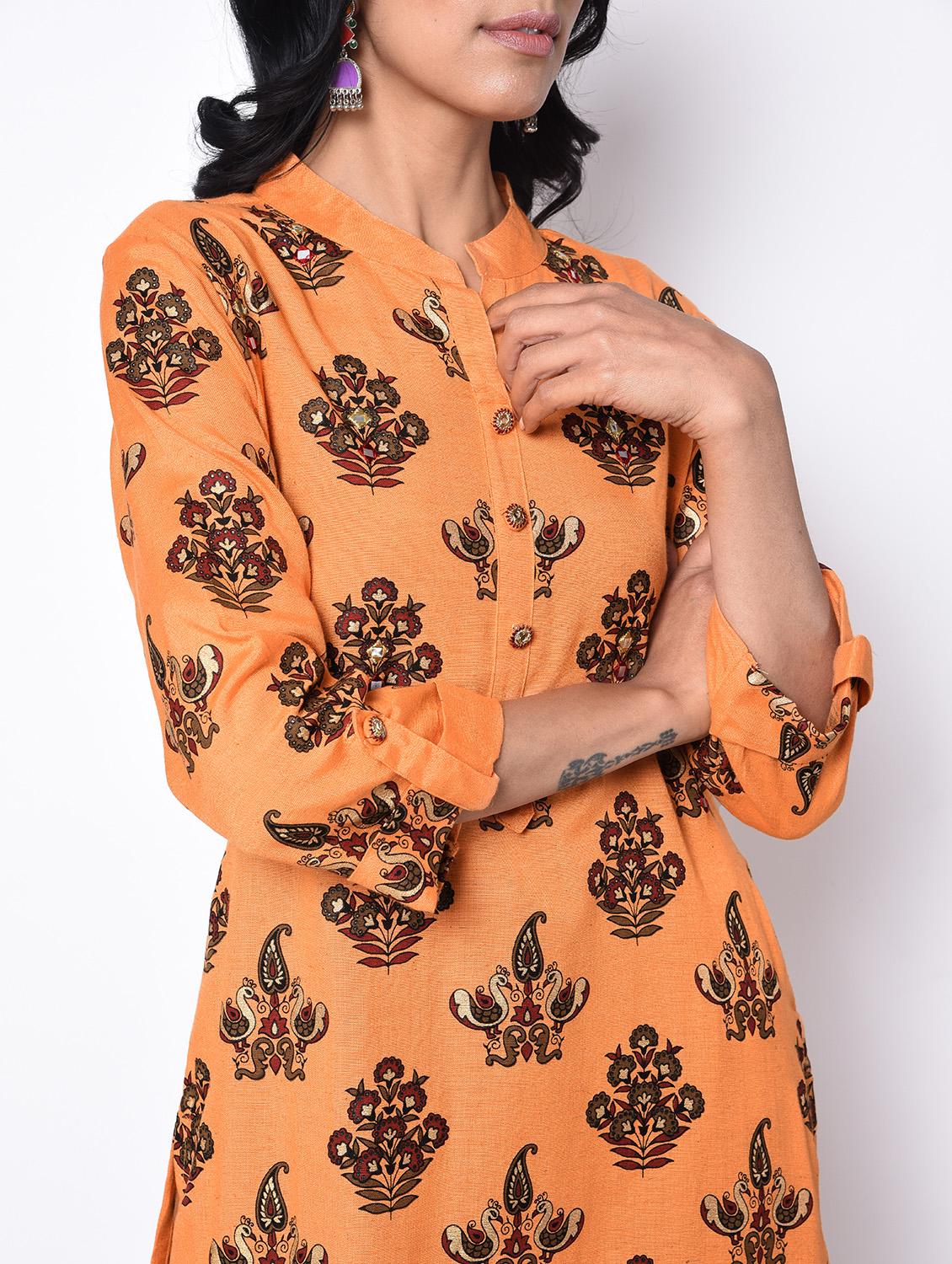 printed straight kurta - 15996693 - Zoom Image - 5