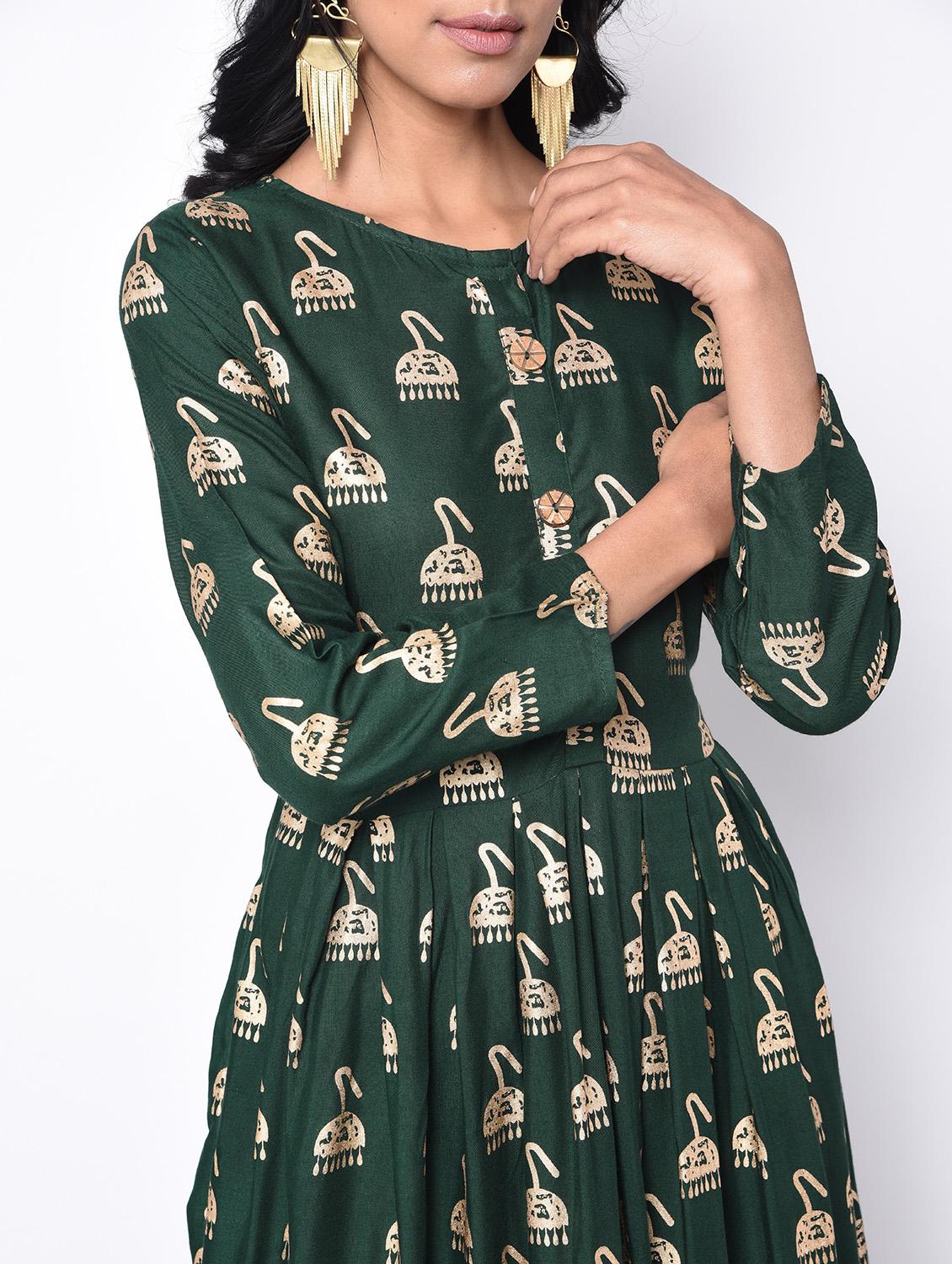 Flared foil print dress - 15996696 - Zoom Image - 5