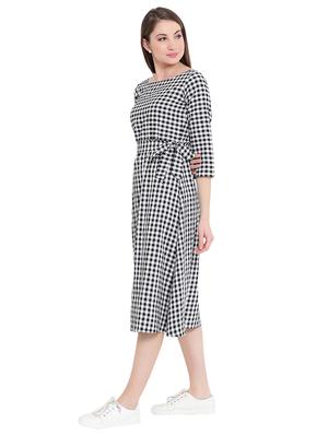 waist tie up checkered a-line dress - 15997595 - Standard Image - 2
