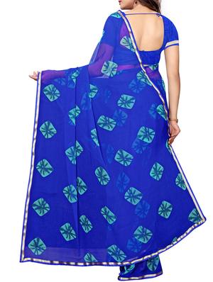 lace border tie & dye saree with blouse - 15997666 - Standard Image - 2