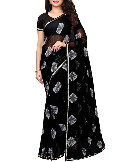 lace border tie & dye saree with blouse - 15997671 - Very Small Image - 1