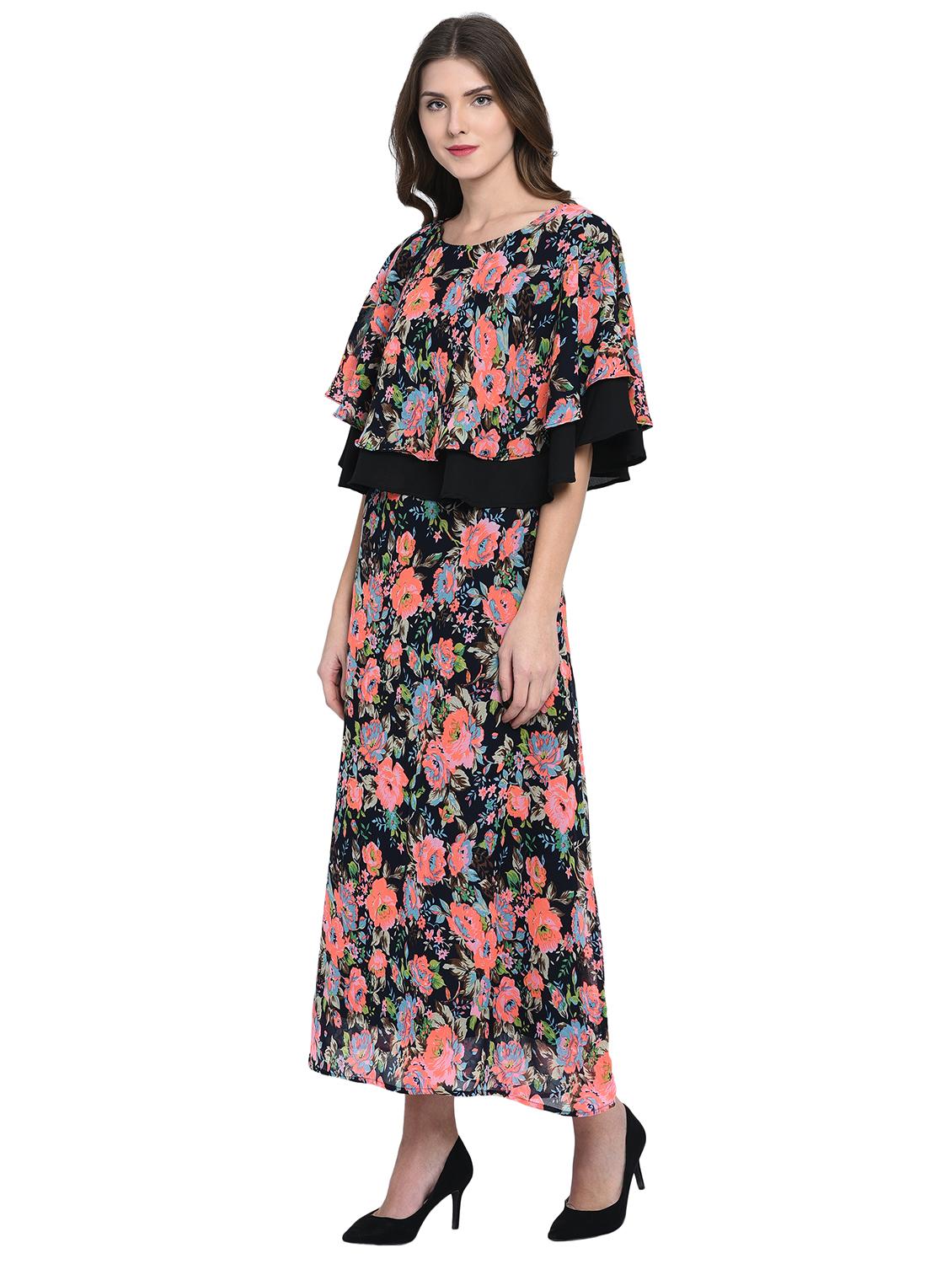 ruffled overlay floral maxi dress - 15997933 - Zoom Image - 2