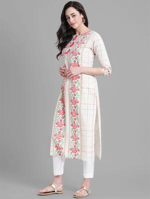 checkered straight kurta - 15998023 - Standard Image - 2