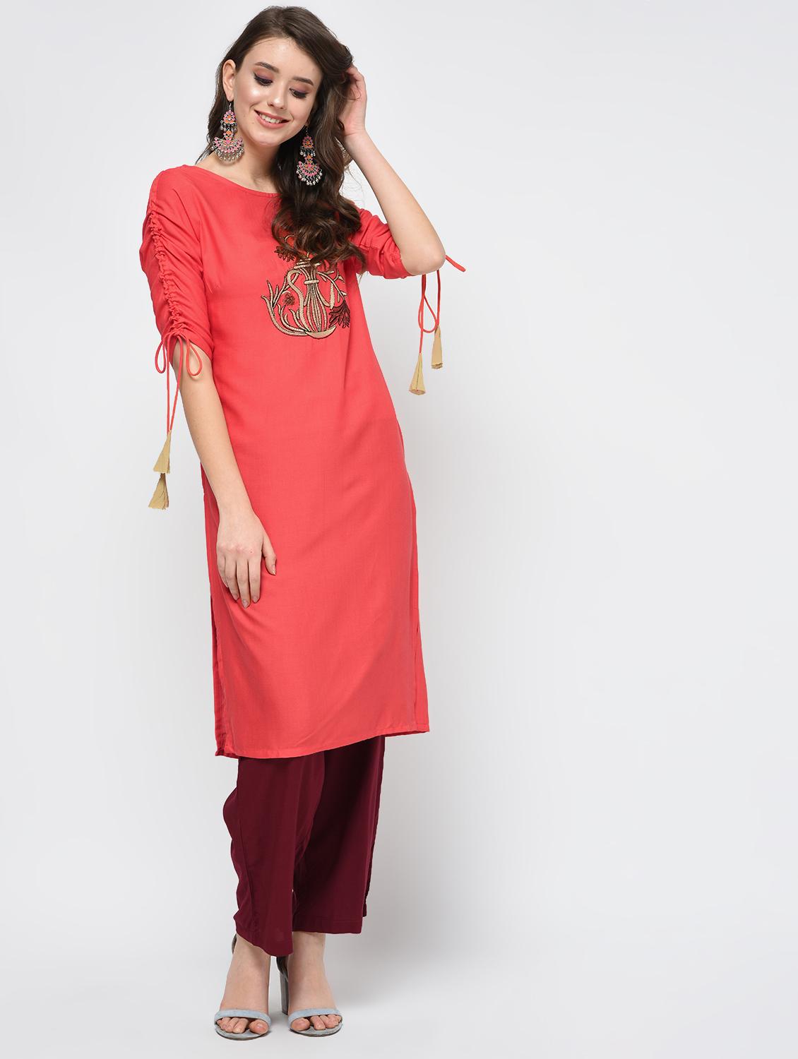Straight embroidered kurta - 15998109 - Zoom Image - 2