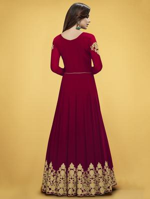 Embroidered semi-stitched anarkali suit - 15998918 - Standard Image - 2