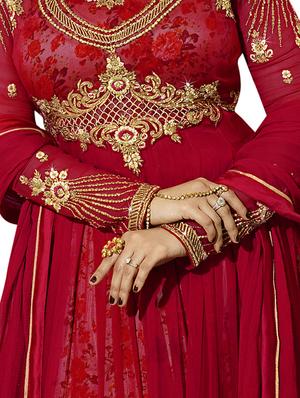 Embroidered anarkali unstitched suit - 15998951 - Standard Image - 2