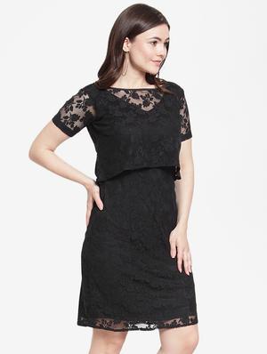 floral laced layered dress - 15999037 - Standard Image - 2