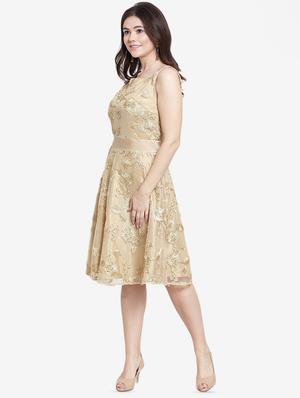 floral mesh flared dress - 15999039 - Standard Image - 2