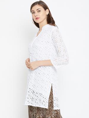 white net straight kurti - 15999438 - Standard Image - 2