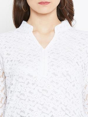 white net straight kurti - 15999438 - Standard Image - 5