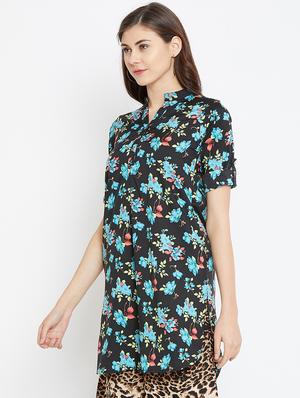 black crepe straight kurti - 15999439 - Standard Image - 2