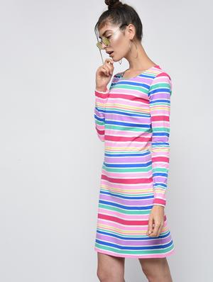 round neck striped sheath dress - 16000820 - Standard Image - 2