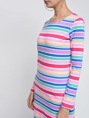 round neck striped sheath dress - 16000820 - Standard Image - 5