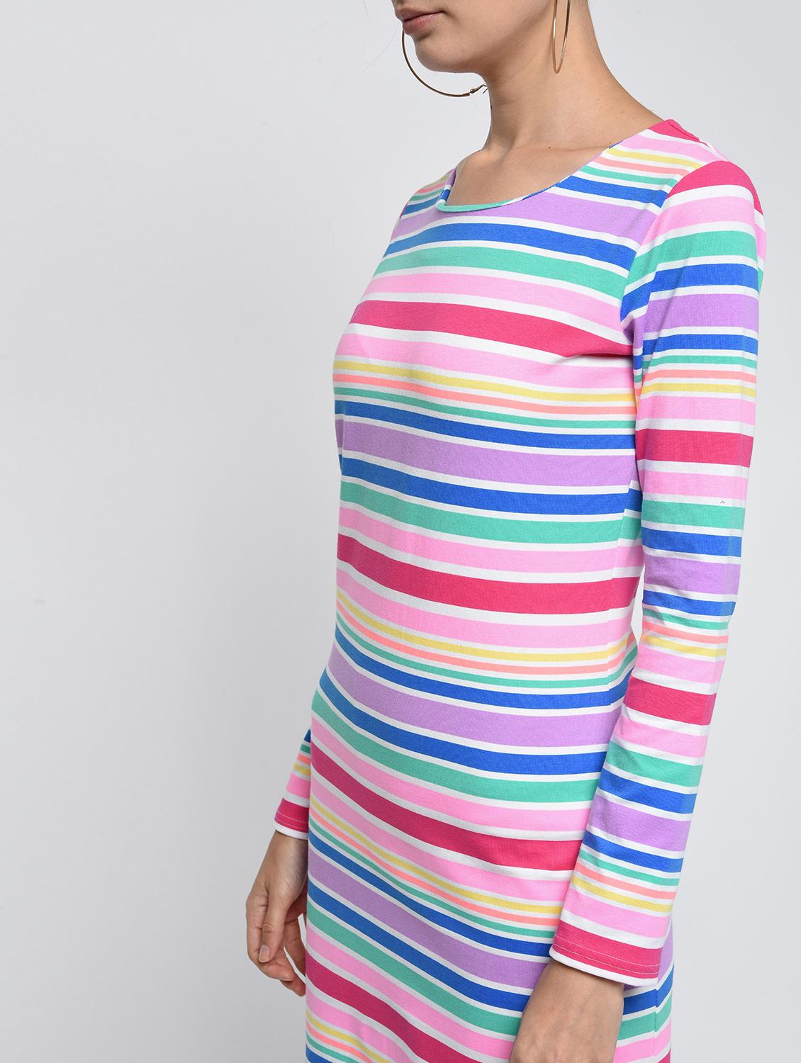 round neck striped sheath dress - 16000820 - Zoom Image - 5