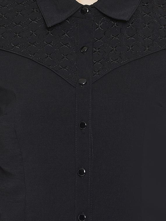 roll up sleeved embroidered shirt - 16001323 - Zoom Image - 5
