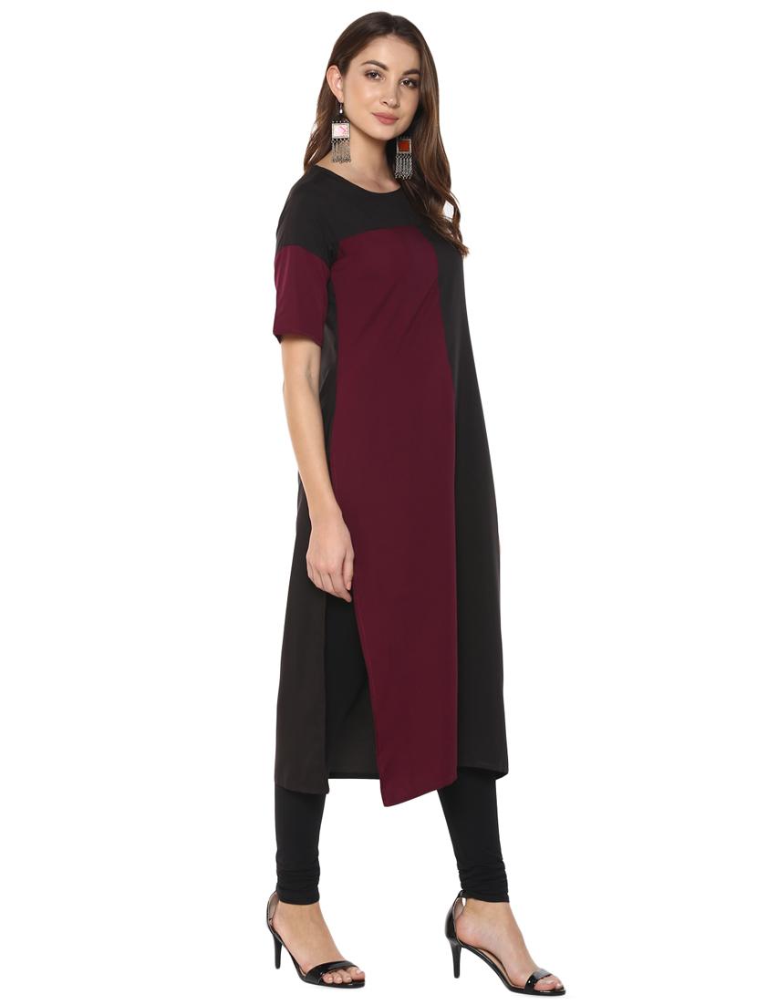 color block straight kurta - 16001696 - Zoom Image - 2