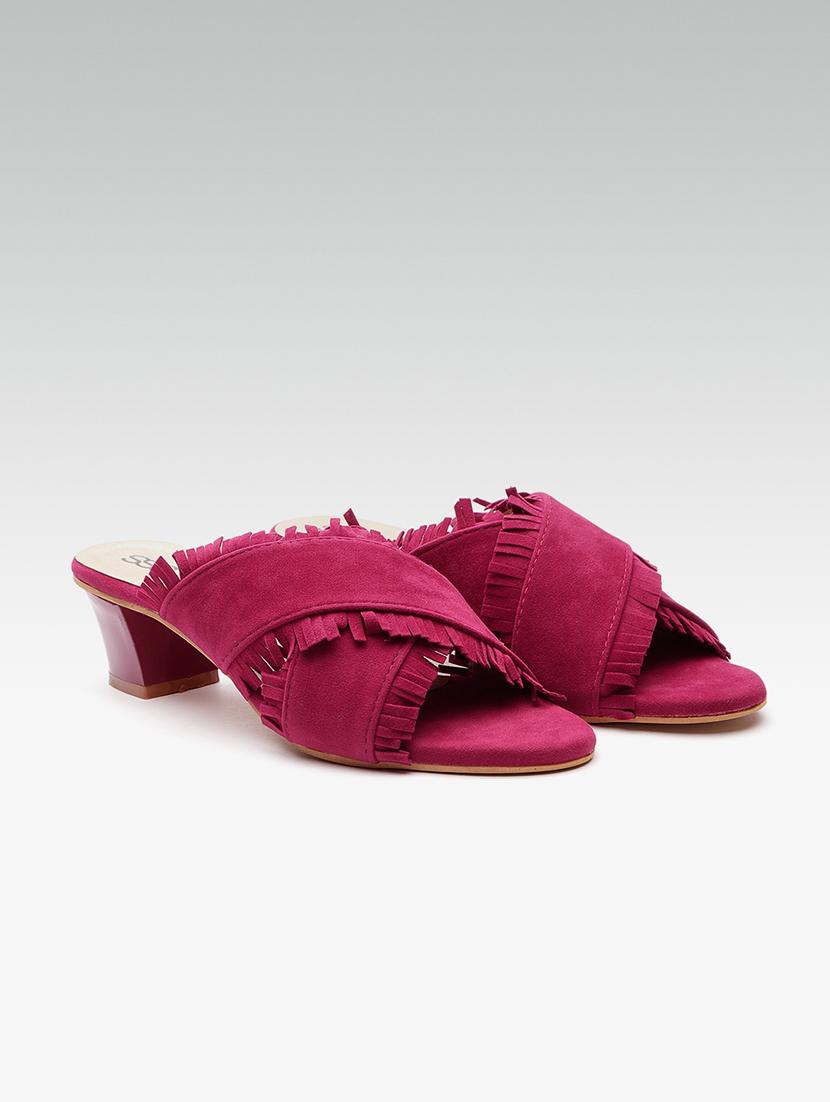 maroon slip on sandals - 16002146 - Zoom Image - 2