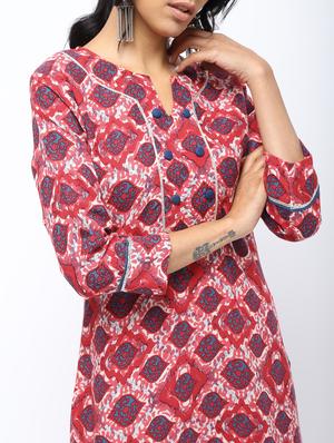 ethnic motifs printed straight kurta - 16002385 - Standard Image - 5