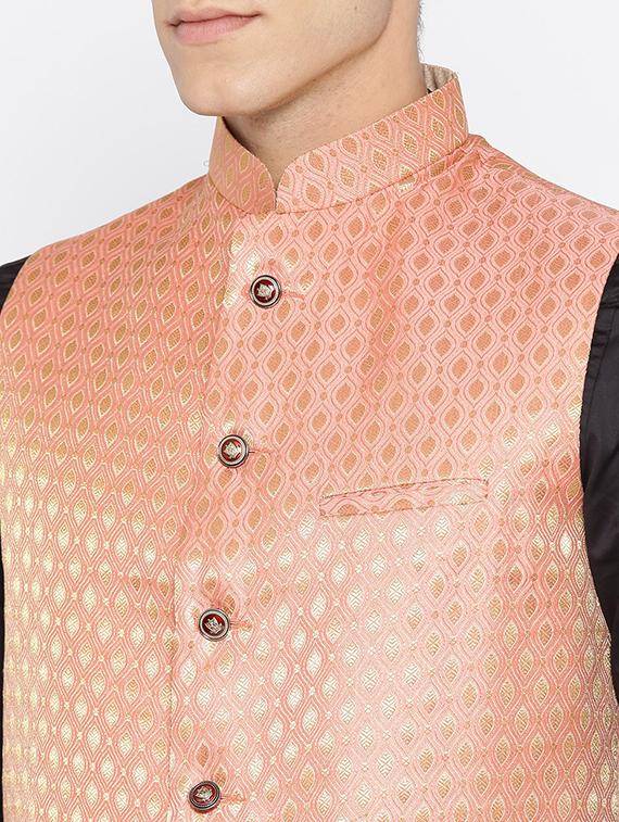 orange silk nehru jacket - 16003263 - Zoom Image - 5