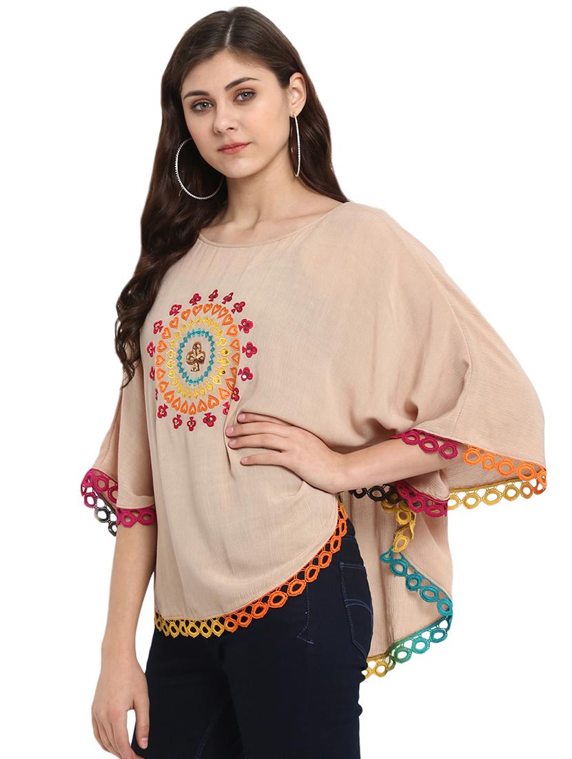 lace trim embroidered top - 16005241 - Zoom Image - 2