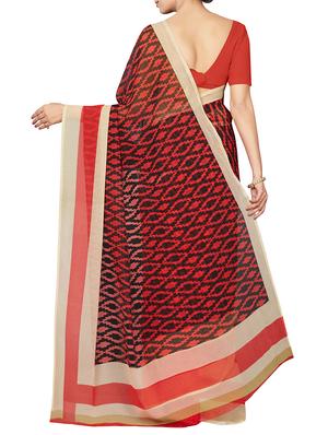 geometrical printed saree with blouse - 16005276 - Standard Image - 2
