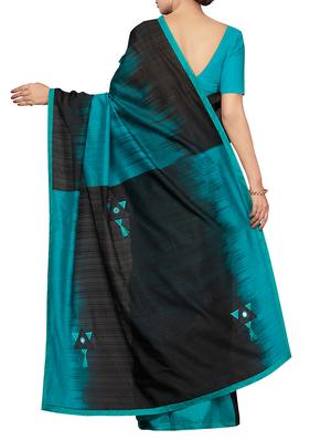 patchwork turquoise woven saree with blouse - 16005281 - Standard Image - 2