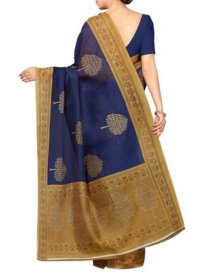 conversational blue printed saree with blouse - 16005288 - Standard Image - 2