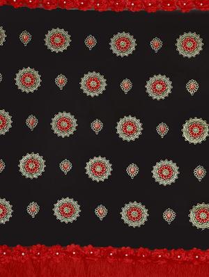 ribbon border floral embroidered saree with blouse - 16005447 - Standard Image - 2