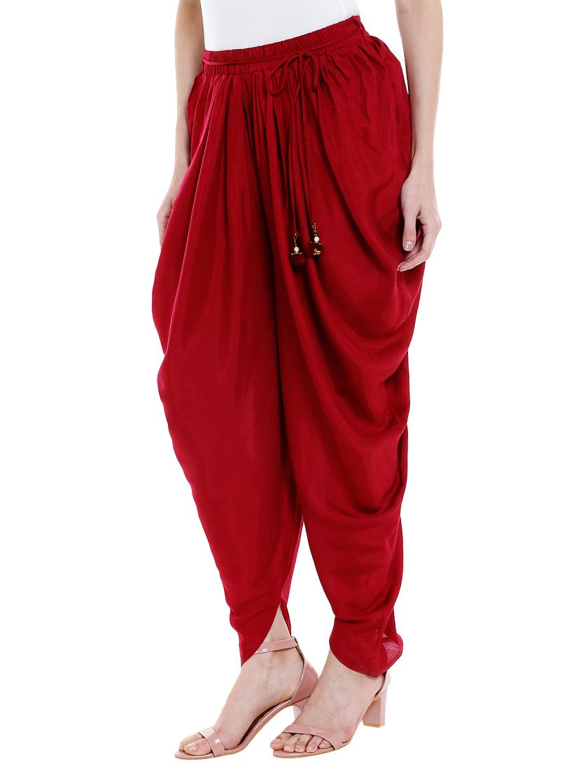 Red solid dhoti salwar - 16005549 - Zoom Image - 2