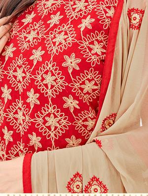 straight embroidered unstitched suit - 16005995 - Standard Image - 2