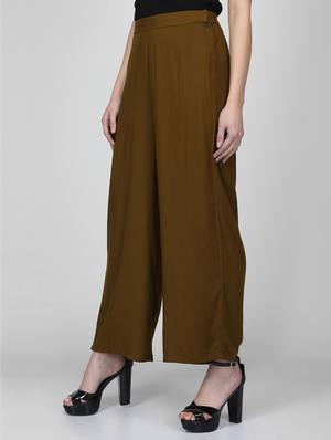 green viscose straight tapered pant - 16007052 - Standard Image - 2