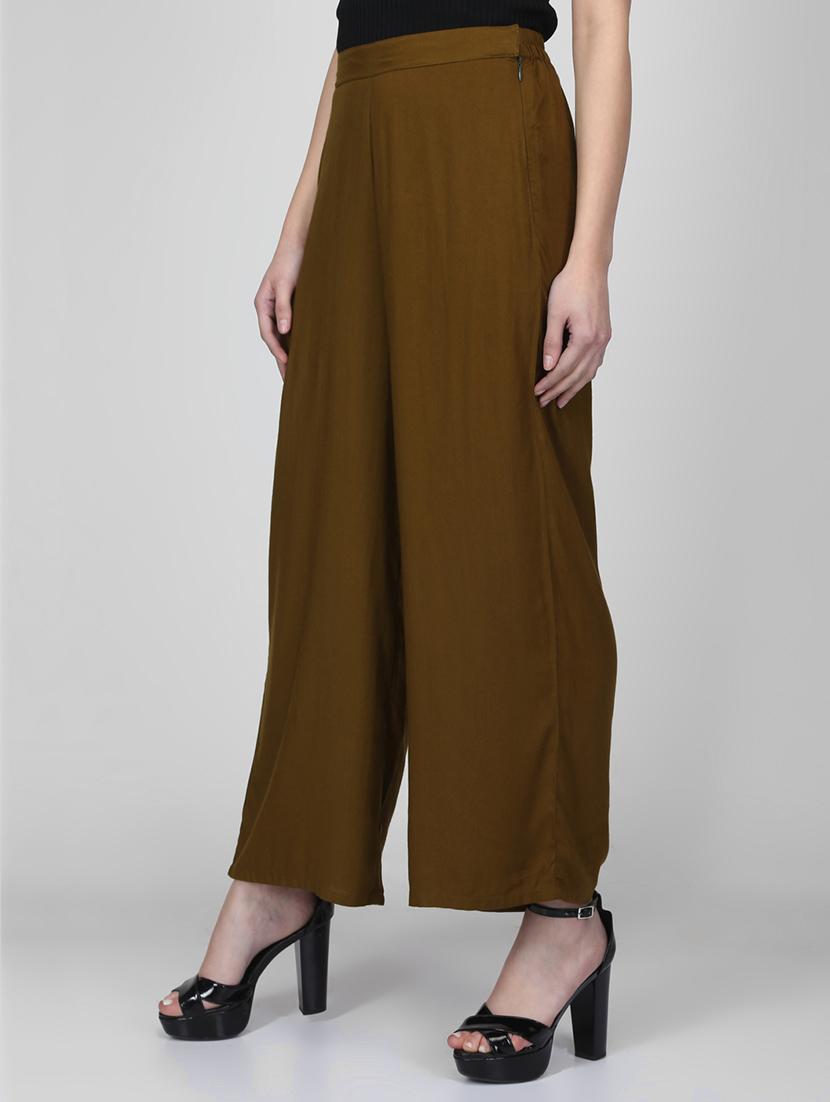 green viscose straight tapered pant - 16007052 - Zoom Image - 2
