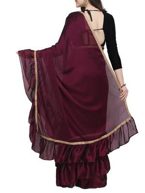 ruffle lace border fusion saree with blouse - 16007103 - Standard Image - 2