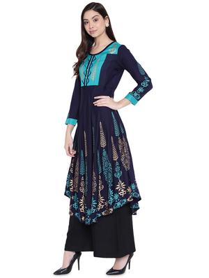 a-line block print kurta - 16008573 - Standard Image - 2